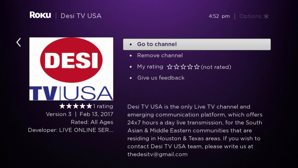 usa channel on roku